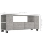 vidaXL Meuble TV Gris béton 120x35x48 cm Bois d'ingénierie