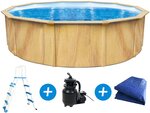 Piscine acier ronde aspect bois "Punta cana" - Ø 5.50 x 1.20 m