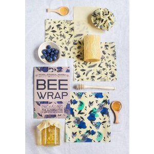 Bee wrap - emballage alimentaire réutilisable 6 feuilles - nature noir et blanc