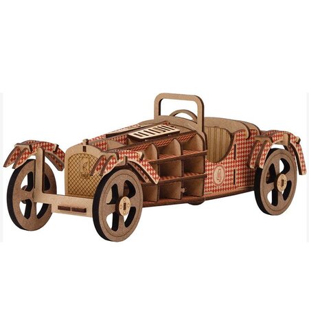Maquette 3D en bois MDF - Voiture rouge - 27 5 x 10 5 cm