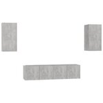 vidaXL Ensemble de meubles TV 4 Pièces Gris béton Aggloméré