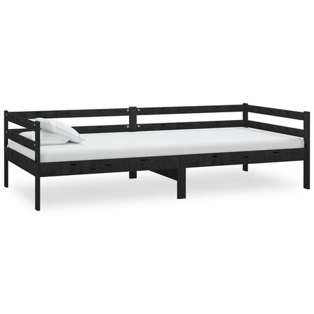 vidaXL Lit Noir Bois de pin massif 90x200 cm