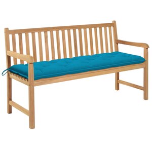 vidaXL Banc de jardin avec coussin bleu clair 150 cm Teck massif
