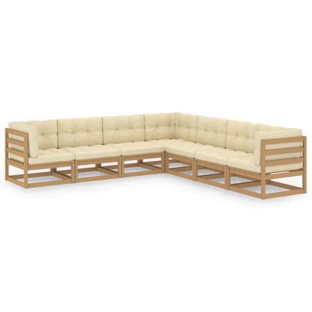 vidaXL Salon de jardin 7 Pièces avec coussins Bois de pin massif