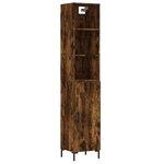 vidaXL Buffet haut Chêne fumé 34 5x34x180 cm Bois d'ingénierie