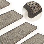 vidaXL Tapis d'escalier autocollants 15 Pièces 65x21x4 cm Gris et beige
