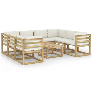 vidaXL Salon de jardin 9 Pièces avec coussins bois de pin imprégné