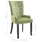vidaXL Chaise à manger avec accoudoirs Vert clair Velours