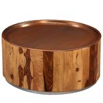 vidaXL Table basse Bois massif de Sesham et acier 68 cm