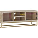 vidaXL Meuble TV 110x30x40 cm bois de manguier massif blanchi