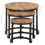 vidaXL Tables d'appoint 3 Pièces Bois de manguier brut