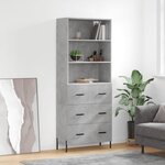 vidaXL Buffet haut Gris béton 69 5x34x180 cm Bois d'ingénierie