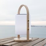Lampe enceinte bluetooth sans fil woody play bois clair bois naturel h37cm