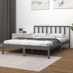 vidaXL Cadre de lit Gris Bois de pin massif 140x200 cm