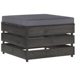 vidaXL Salon de jardin 7 Pièces avec coussins Bois imprégné de gris