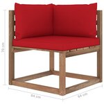 vidaXL Salon palette de jardin 3 Pièces et coussins Bois de pin imprégné