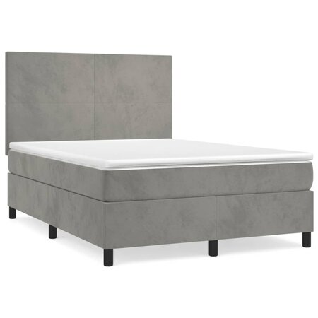 vidaXL Lit à sommier tapissier et matelas Gris clair 140x190cm Velours