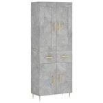 vidaXL Buffet haut Gris béton 69 5x34x180 cm Bois d'ingénierie