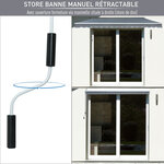 Store banne manuel rétractable aluminium polyester imperméabilisé 2 95L x 2 5l m gris
