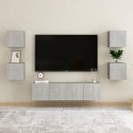 vidaXL Ensemble de meubles TV 6 Pièces Gris béton Aggloméré