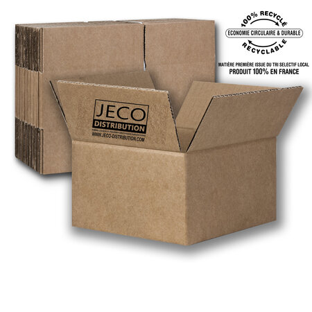 Lot de 100 cartons caisses simple cannelure 200 x 140 x 140 mm