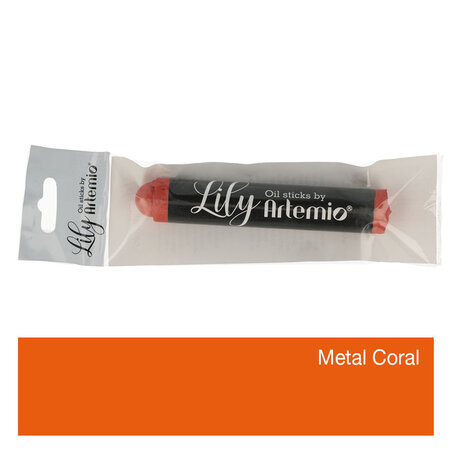 Stick Lily Metal Coral - Peinture À L'Huile - 10X1 7 Cm