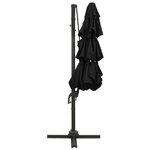 vidaXL Parasol à 4 niveaux avec mât en aluminium Noir 3x3 m