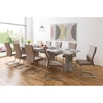 Table a manger extensible de 8 a 12 personnes - Classique - Effet béton structuré - ANCONA - L 160 / 310 x l 90 cm