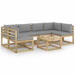 vidaXL Salon de jardin 7 Pièces avec coussins bois de pin imprégné