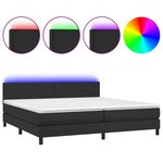 vidaXL Sommier tapissier avec matelas et LED Noir 200x200cm Similicuir