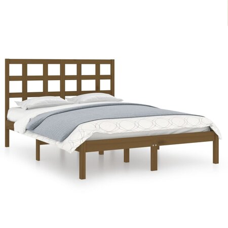 vidaXL Cadre de lit Marron miel Bois massif 180x200 cm Super King