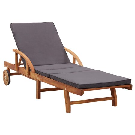 vidaXL Chaise longue avec coussin Bois d'acacia solide