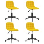 vidaXL Chaises à dîner pivotantes 4 Pièces Jaune Velours