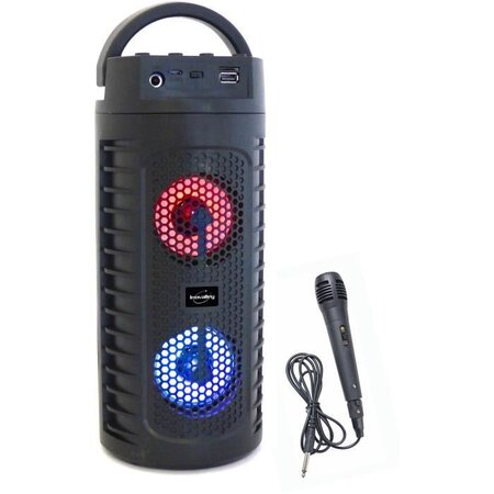 INOVALLEY KA01 - Enceinte lumineuse Bluetooth 100W - Fonction Karaoké - 2 Haut-parleurs - Lumieres LED colorées  - Port USB