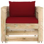 vidaXL Salon de jardin 6 Pièces avec coussins Bois imprégné de vert