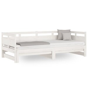 vidaXL Lit coulissant Blanc Bois de pin solide 2x(80x200) cm