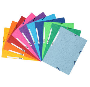 Chemise 3 Rabats À Élastiques Carte Lustrée 400g/m2 - A4 - Couleurs Assorties - X 50 - Exacompta