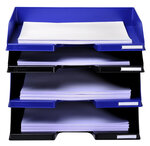 Corbeille À Courrier Combo Maxi À L'italienne Ecoblack - Bleu Nuit - X 4 - Exacompta