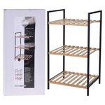 Bathroom Solutions Support de rangement et 3 étagères Bambou et acier
