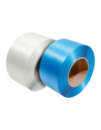 (lot  2 bobines) feuillard polypropylène standard bleu 15 5mmx0 55mmx2500m