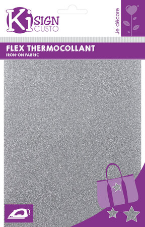 Tissu thermocollant pailleté Argenté