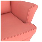 vidaXL Chaise à bascule avec pieds en bois et tabouret Rose Velours