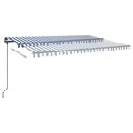 vidaXL Auvent automatique capteur de vent et LED 5x3 m Bleu et blanc