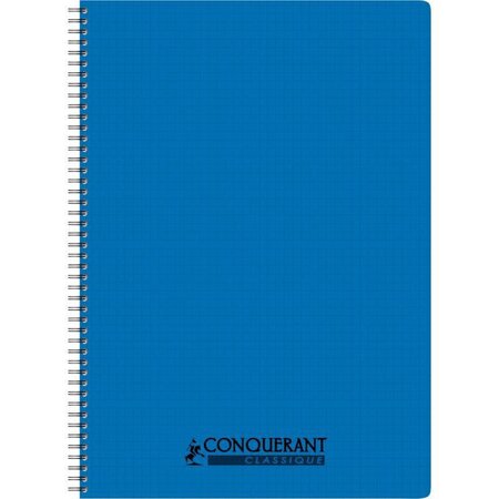 Cahier spirale 100 pages 5x5 90 g avec couverture polypropylène assortie  format 21 x 29 7 cm CONQUERANT