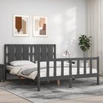 vidaXL Cadre de lit avec tête de lit gris 160x200 cm bois massif