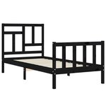 vidaXL Cadre de lit avec tête de lit noir 90x200 cm bois massif