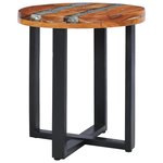 vidaXL Table basse 40 x 45 cm Bois de teck massif et polyrésine