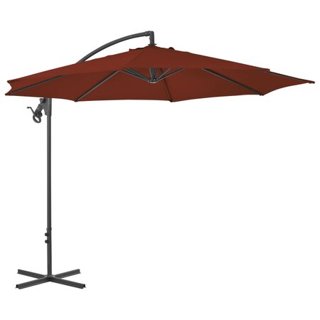 vidaXL Parasol déporté avec mât en acier 300 cm Terre cuite