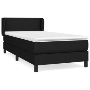 vidaXL Lit à sommier tapissier avec matelas Noir 90x200 cm Tissu