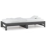 vidaXL Lit coulissant Gris 2x(80x200) cm Bois de pin massif